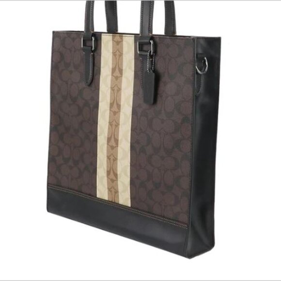 Coach Graham Structured Tote In Blocked Signature Canvas Varsity Stripe - Picture 15 of 16